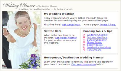 Click here to be taken to the Wedding Weather page